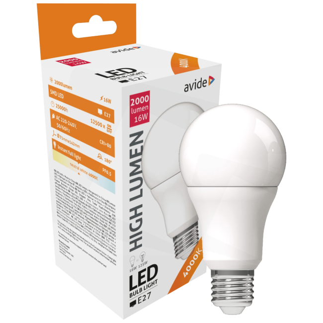 Avide Sijalica, LED 16W, E27, 4000K, 230V AC, bijela svjetlost - Globe A70 16W E27