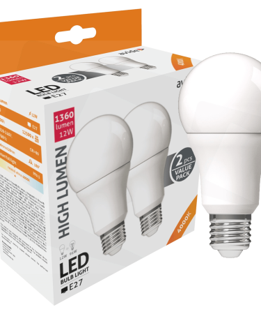 Avide Sijalica, LED 12W, E27, 4000K, 230V AC, pak. 2 kom. - Globe Twin Pack A60 12W E27