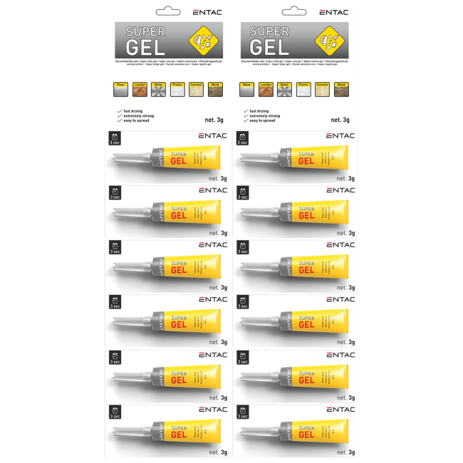 Entac Trenutno ljepilo, gel, univerzalno, 3 g - Superglue 3g