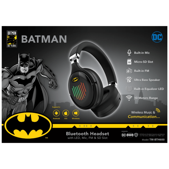 DC Bežične slušalice, Batman, Bluetooth, microSD, FM radio - BATMAN Bluetooth Headset - Image 6
