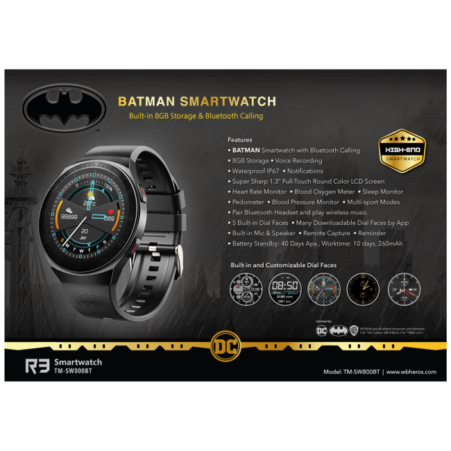 DC Pametni sat, Batman, 1.3" LCD, Bluetooth, IP67 - BATMAN Smartwatch - Image 5