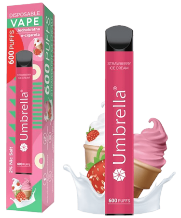 Umbrella Cigareta elektronska, jednokratna, Strawberry Ice Cream 20mg - 600 Puffs Strawberry Ice Cream 20mg
