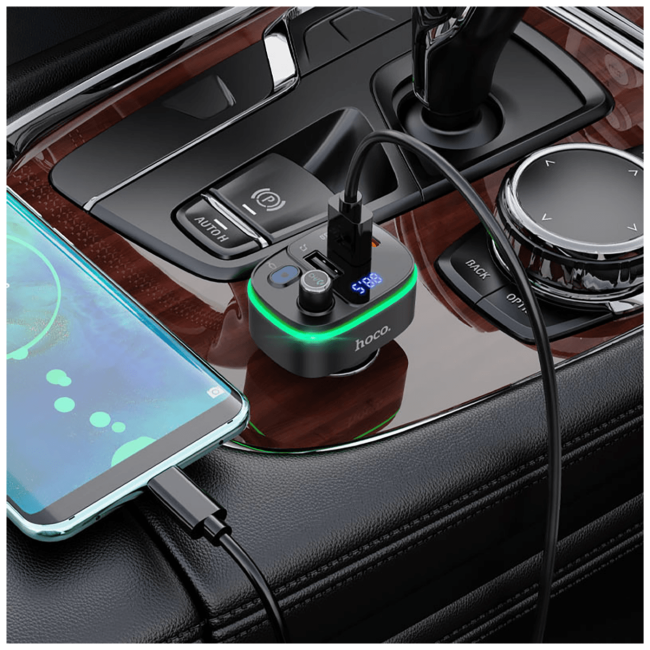 hoco. FM modulator, E62,Bluetooth,12/24 V,2xUSB, 1xUSB-C,PD20W - E62 Fast - Image 6