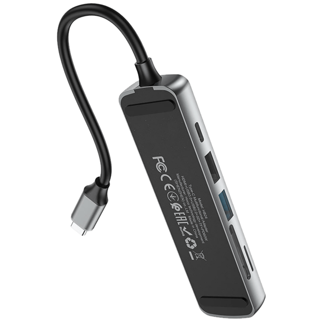 hoco. Konverter USB HUB type C to HDMI/USB3.0/USB2.0/SD/ TF/PD - HB24 Easy display - Image 4