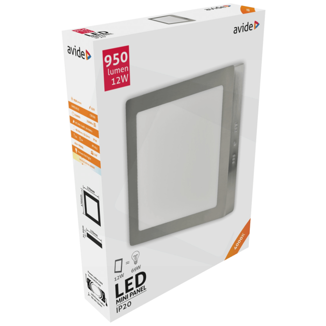 Avide Plafonjera LED, 12W, 950 lm, 4000K, IP20 - ACSMNW-S-12W-ALU-SN - Image 2