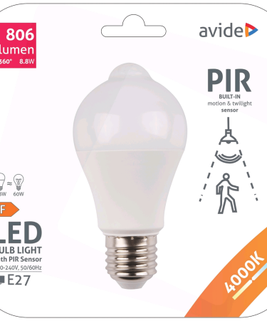 Avide Sijalica sa PIR senzorom, LED 8.8W, E27, 4000K - Smart LED Globe A60 8.8W