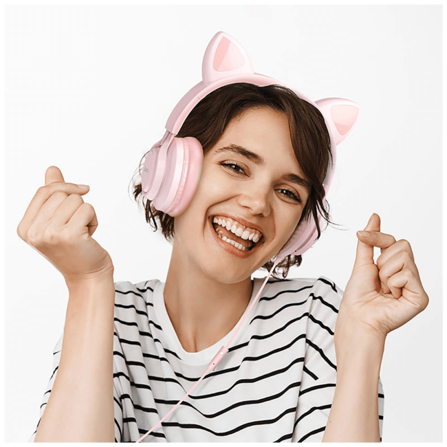 hoco. Slušalice sa mikrofonom, mačje uši, pink - W36 slušalice Mačje uši,Pink - Image 5