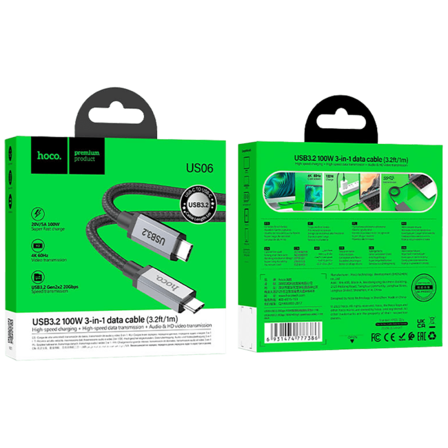 hoco. USB kabl za smartphone, US06, USB3.2 type C, dužina 1 met. - US06 1M - Image 2
