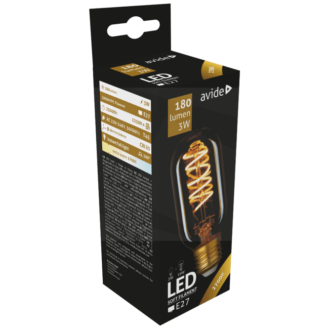 Avide Sijalica, LED 3W, E27, 2700K, 360°, 230V AC - T45 3W E27 - Image 2
