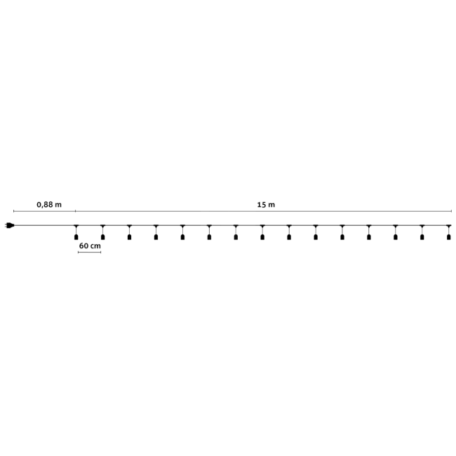 Avide Kabel sa 24 sijaličnih grla E27, dužina 15 met., Outdoor - Outdoor E27 String 15m - Image 3