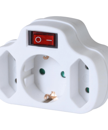 home Utičnica sa prekidačem, 1 x schuko + 2 x EURO - NVK 3/WH
