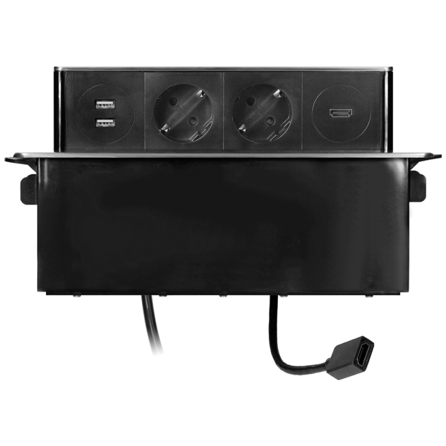 Orno Produžni kabel sa 2 x Schuko,2 x USB utičnice,HDMI,ugradbena - OR-GM-9016(GS)/B-G - Image 3
