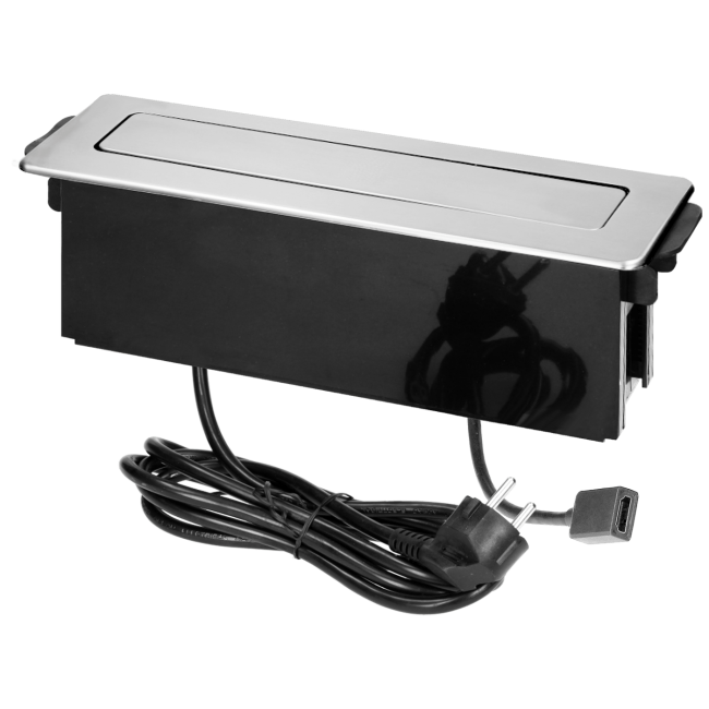 Orno Produžni kabel sa 2 x Schuko,2 x USB utičnice,HDMI,ugradbena - OR-GM-9016(GS)/B-G - Image 4