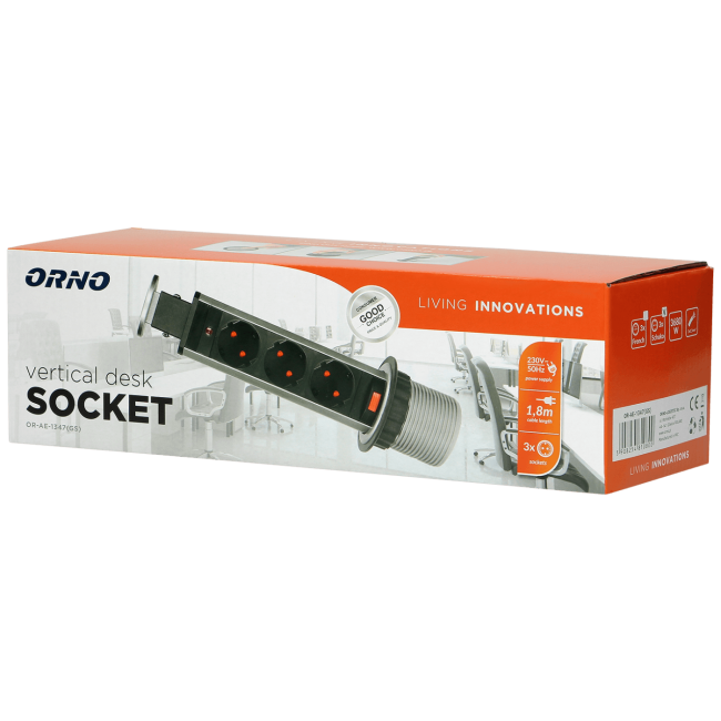 Orno Produžni kabel sa 3 x Schuko utičnice, ugradbena - OR-AE-1347(GS) - Image 2