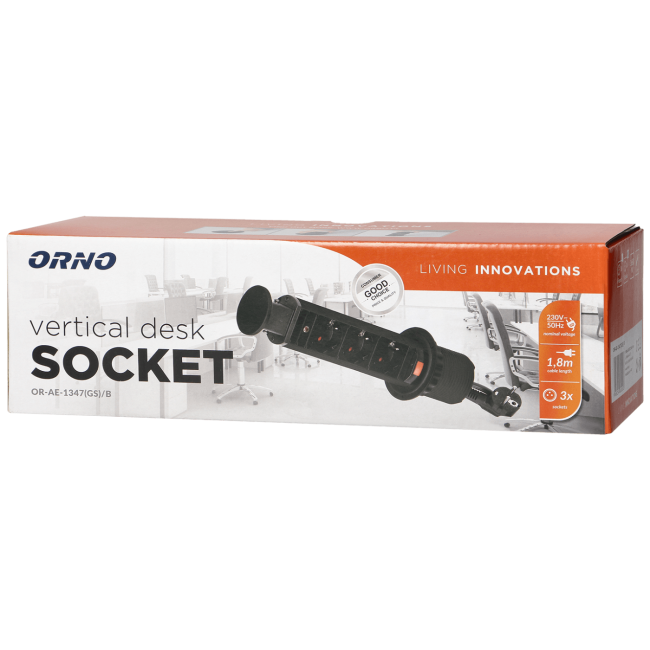 Orno Produžni kabel sa 3 x Schuko utičnice, ugradbena - OR-AE-1347(GS)/B - Image 2