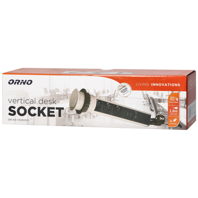 Orno Produžni kabel sa 3 x Schuko utičnice + 2 x USB, ugradbena - OR-AE-1349(GS) - Image 2