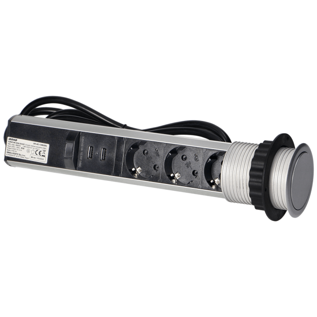 Orno Produžni kabel sa 3 x Schuko utičnice + 2 x USB, ugradbena - OR-AE-1349(GS) - Image 4
