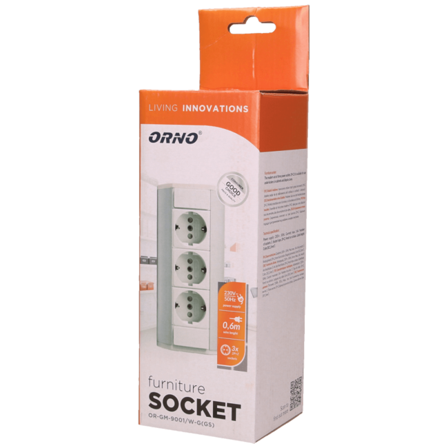 Orno Produžni kabel sa 3 x Schuko utičnice, ugradbena - OR-GM-9001/W-G(GS) - Image 2