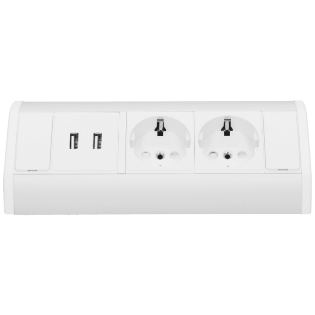 Orno Produžni kabel sa 2 x Schuko utičnice, 2 x USB, ugradbena - OR-GM-9003/W-G(GS) - Image 3