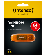 (Intenso) USB Flash drive 64GB Hi-Speed USB 2.0, Rainbow Line, ORANGE - USB2.0-64GB/Rainbow