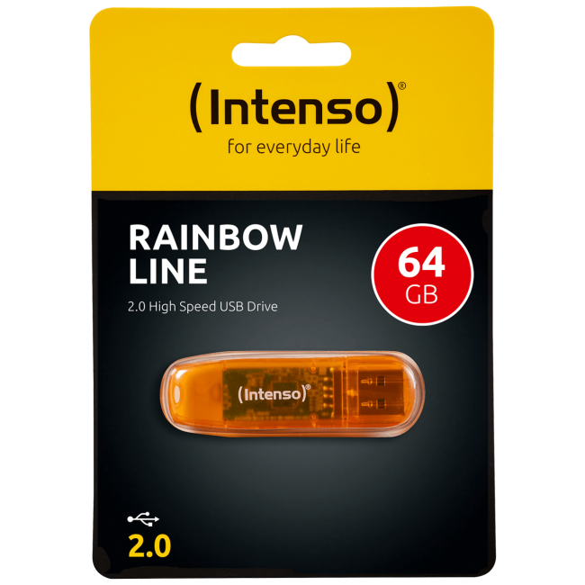(Intenso) USB Flash drive 64GB Hi-Speed USB 2.0, Rainbow Line, ORANGE - USB2.0-64GB/Rainbow