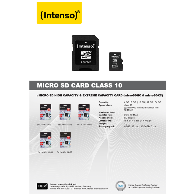 (Intenso) Micro SD Kartica 64GB Class 10 sa adapterom - SDXCmicro+ad-64GB/Class10 - Image 3