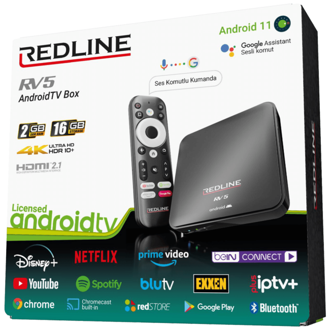 REDLINE Prijemnik Google TV, 4K, 2 / 16 GB, WiFi, Bluetooth, LAN - RV5 - Image 2