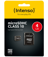 (Intenso) Micro SD Kartica 4GB Class 10 (SDHC & SDXC) sa adapterom - SDHCmicro+ad-4GB/Class10