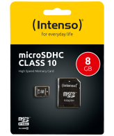 (Intenso) Micro SD Kartica 8GB Class 10 (SDHC & SDXC) sa adapterom - SDHCmicro+ad-8GB/Class10