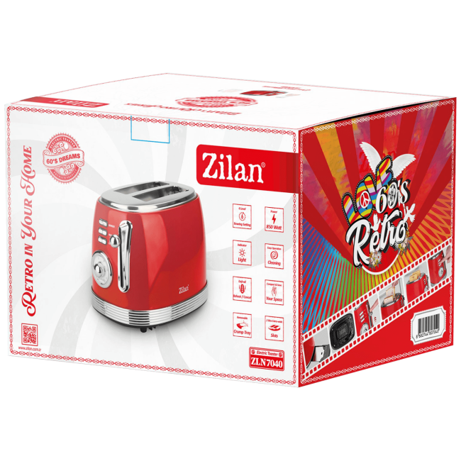 Zilan Toster, 2 otvora za kruh, 6 nivoa grijanja, 850W, Retro - ZLN7040 - Image 2