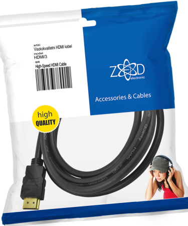 ZED electronic HDMI kabl, 3.0 met, ver. 1.4 - HDMI/3