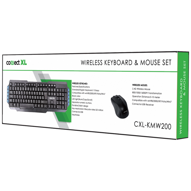 Connect XL Tastatura + miš, bežični set, 2.4GHz - CXL-KMW200 - Image 2