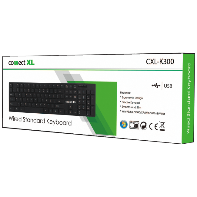 Connect XL Tastatura sa multimedijalnim tipkama, USB, SLIM, crna boja - CXL-K300 - Image 2