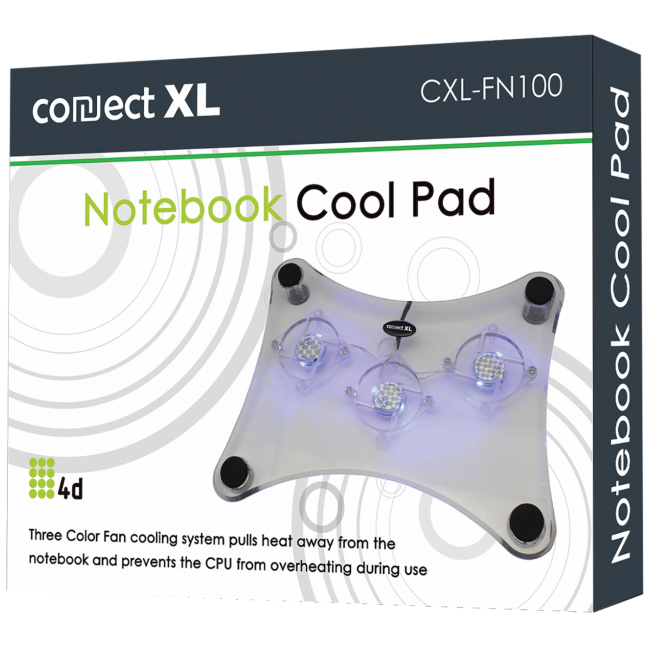 Connect XL Hladnjak za laptop 4D, 12"-15", 3 ventilatora, konekcija USB - CXL-FN100 - Image 2