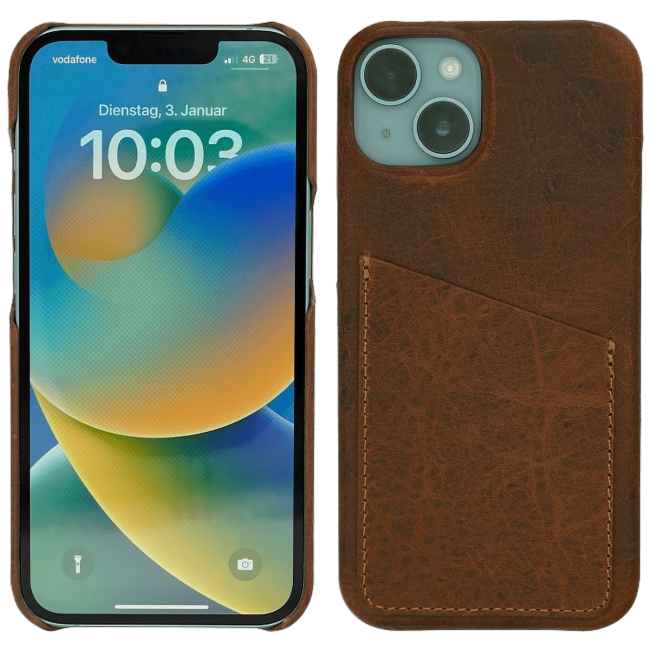 Wachikopa Maska za iPhone 14, držač za kartice, koža - Full Leather Case iPhone 14