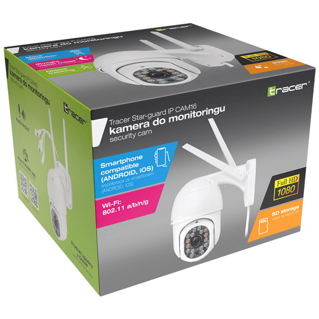 Tracer Kamera IP, za video nadzor, Outdoor, WiFi, FullHD, IP66 - IP CAM16 - Image 2