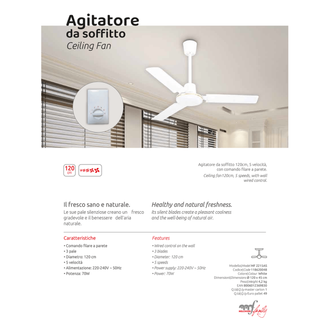 MELCHIONI family Ventilator stropni ,70W - MF 2215AS - Image 3