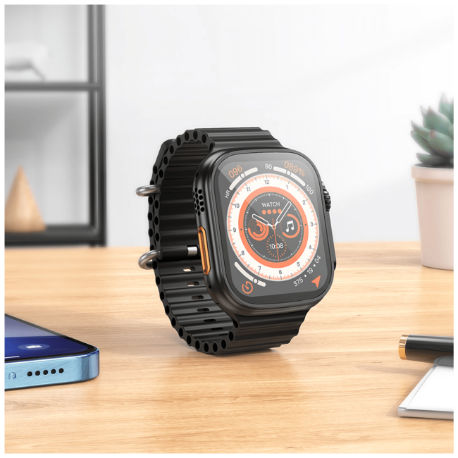 hoco. Pametni sat, 1.96" zaslon, Dual Bluetooth, IP67 - Y12 Black - Image 6