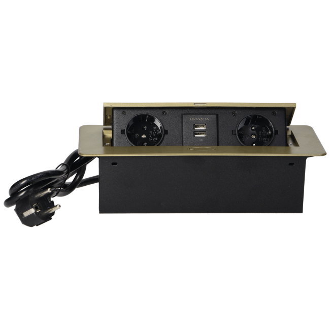 Orno Produžni kabel sa 2 x Schuko utičnice + 2 x USB, ugradbena - OR-AE-13126(GS)/BR - Image 3