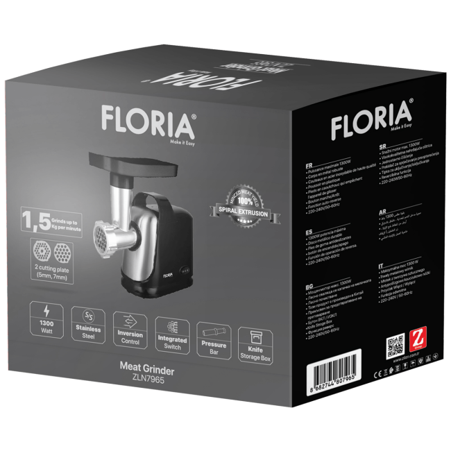 Floria Mašina za mljevenje mesa, snaga 1300 W - ZLN7965 - Image 2