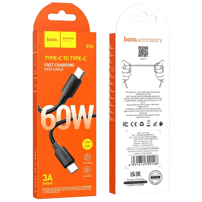 hoco. USB kabl za smartphone, type C, 60W, crna - X96 Hyper, 60W, Black - Image 6