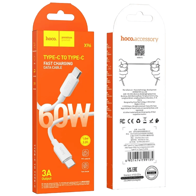 hoco. USB kabl za smartphone, type C, 60W, bijela - X96 Hyper, 60W, White - Image 5