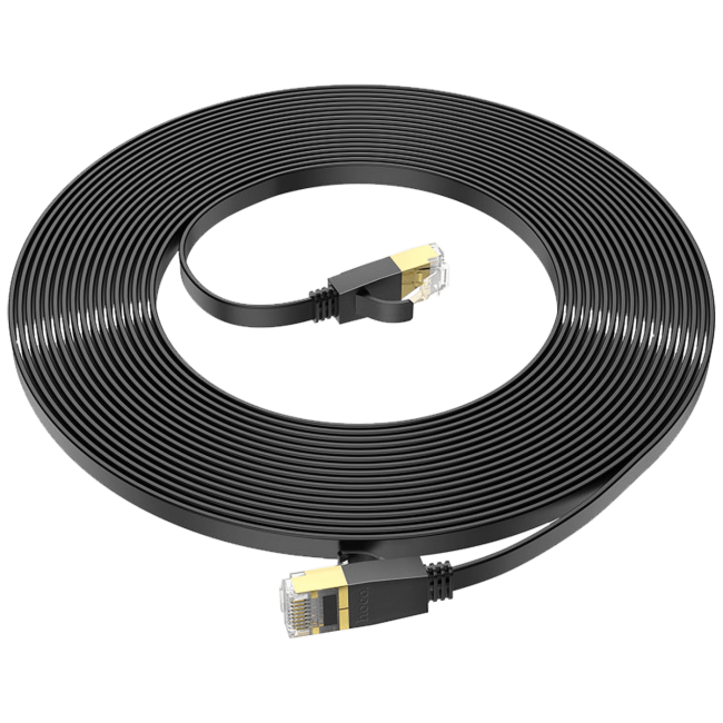 hoco. Mrežni kabl, CAT6, Gigabit Ethernet, flat, 10 met., crna - US07 General, 10 met. - Image 3