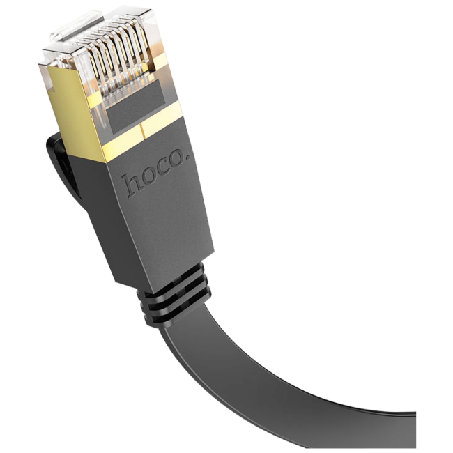 hoco. Mrežni kabl, CAT6, Gigabit Ethernet, flat, 20 met., crna - US07 General, 20 met. - Image 2