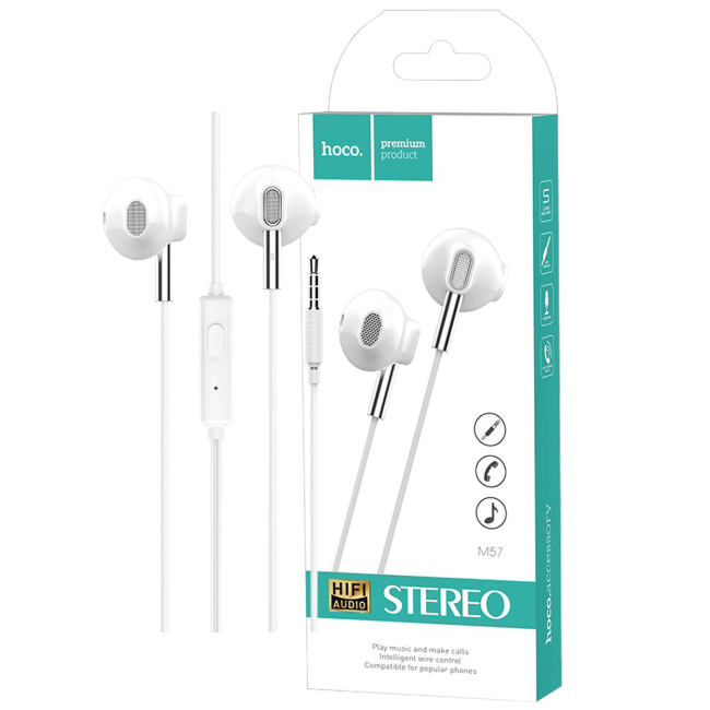 hoco. Slušalice sa mikrofonom, 3.5 mm,dužina kabela 1.2 met,bijela - M57 Sky sound, White