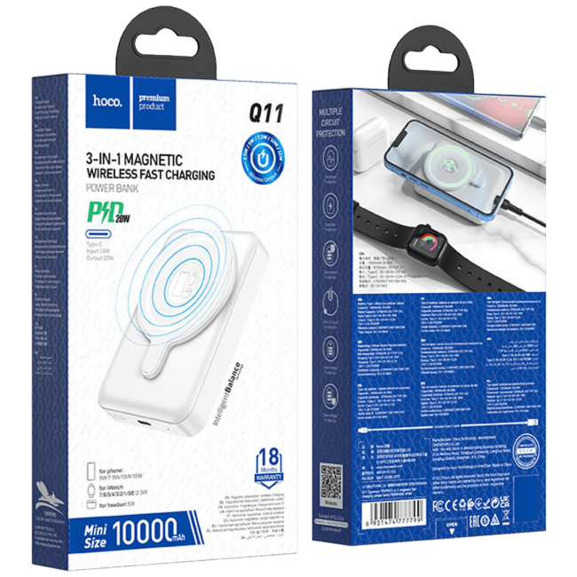 hoco. Punjač prijenosni, bežični, magnetic, 10000mAh, PD20W - Q11 Expressar - Image 6