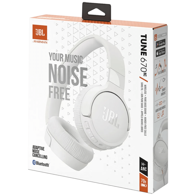 JBL Slušalice bežične sa mikrofonom, Bluetooth + audio kabel - Tune 670NC White - Image 4