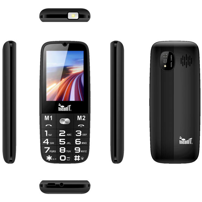 MeanIT Telefon mobilni, SOS tipka, LED svjetiljka - SENIOR 15, Crni - Image 3