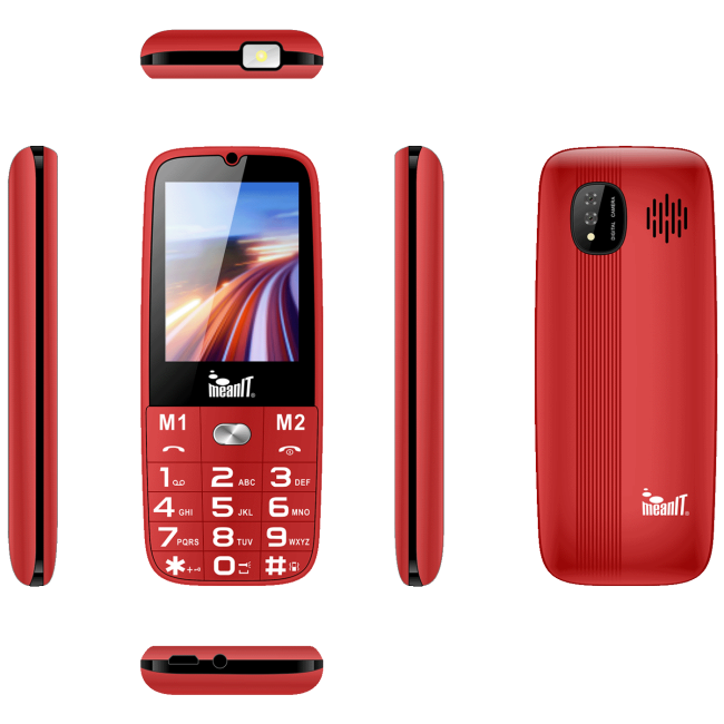 MeanIT Telefon mobilni, SOS tipka, LED svjetiljka - SENIOR 15, Crveni - Image 3