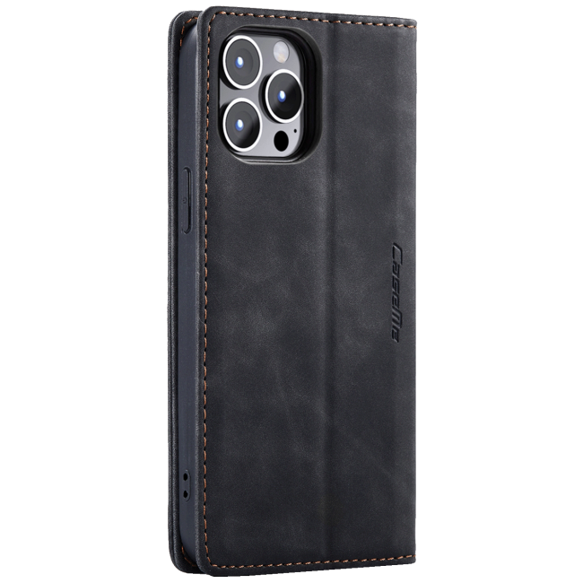 CaseMe Futrola preklopna za iPhone 15 Pro Max, koža, crna - Flip Lea. P. Case iPhone 15 Pro Max